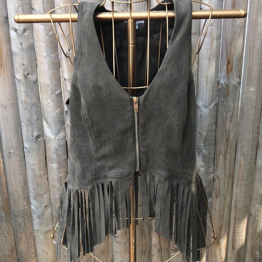 Faux suede top